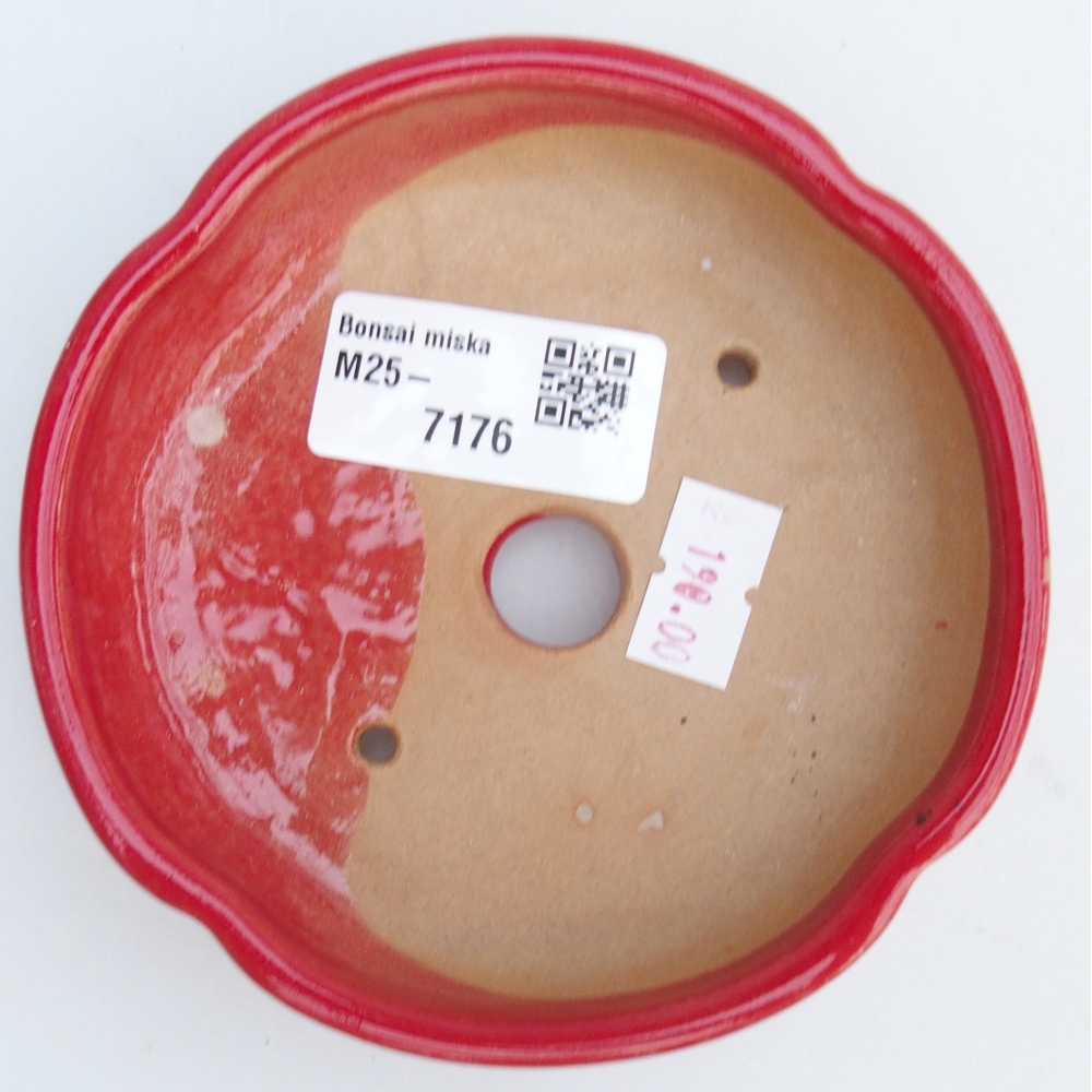 Ceramiczna miska do bonsai 11 x 11 x 3 cm, kolor czerwony