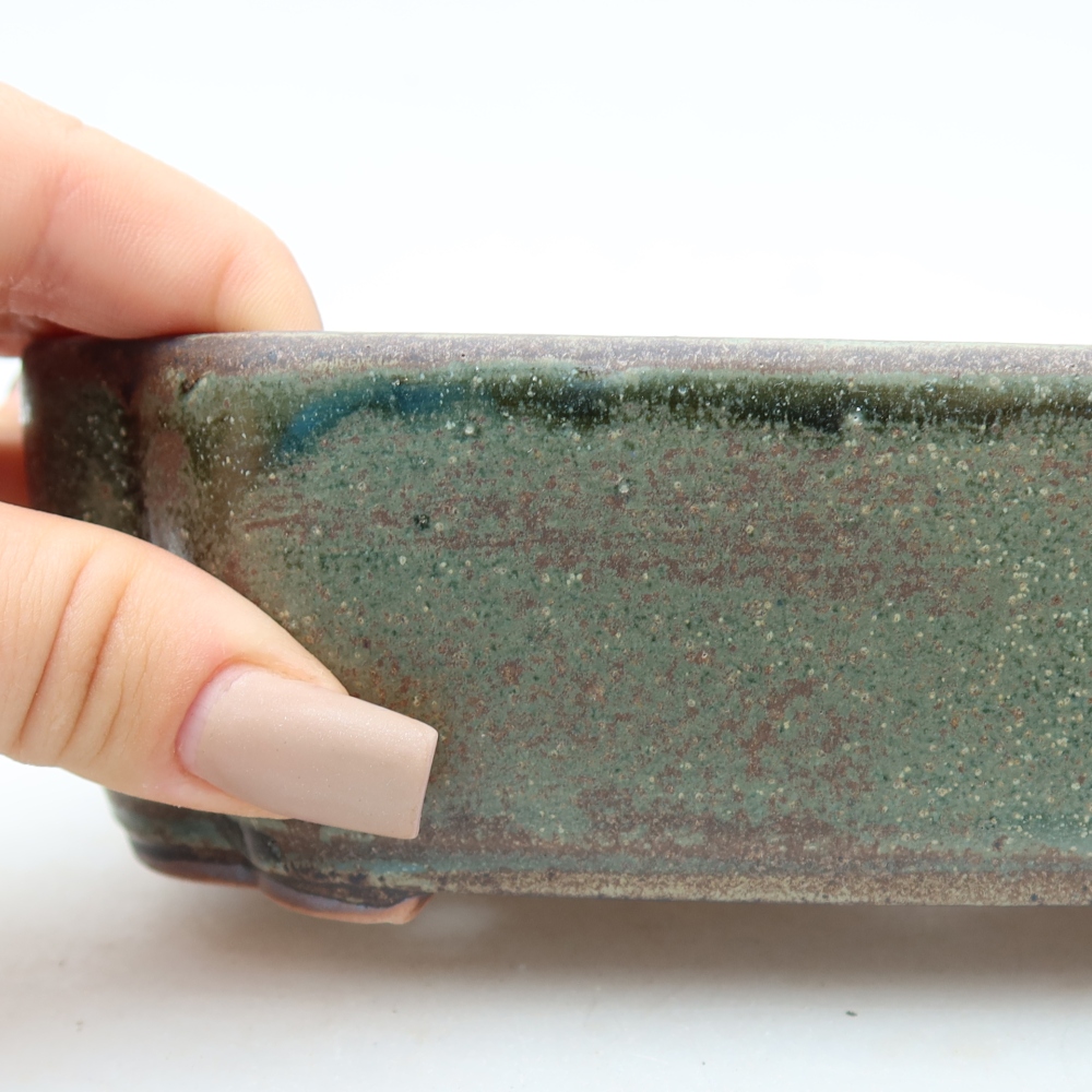 Ceramiczna miska do bonsai 18,5 x 13 x 5 cm, kolor zielony