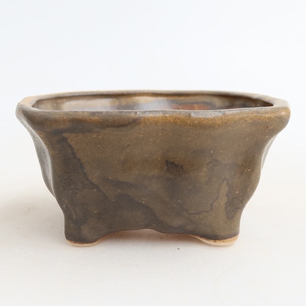 Ceramiczna miska do bonsai 7 x 7 x 3,5 cm, kolor brązowy