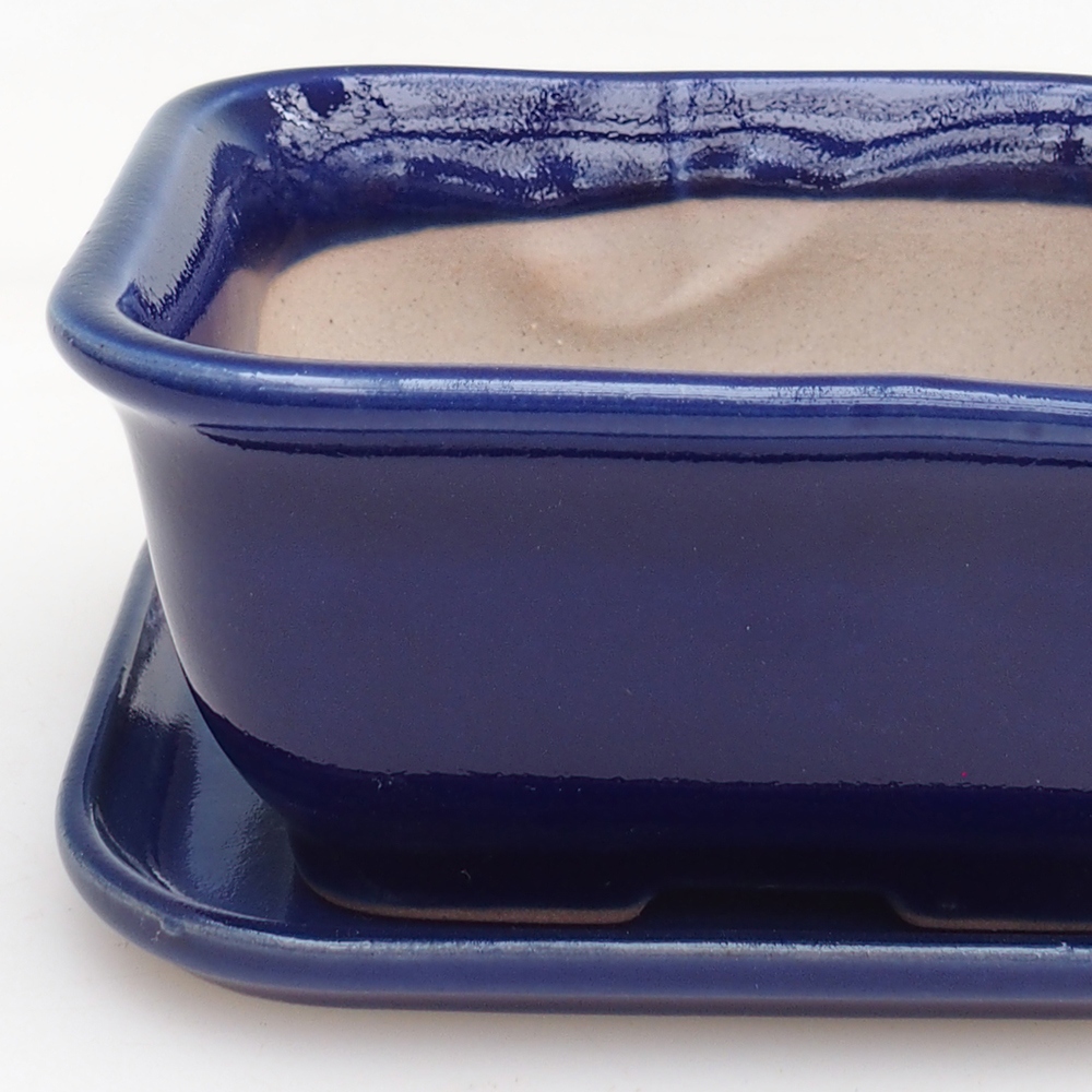 Miska bonsai + spodek H38 - 12 x 10,5 x 5 cm - niebieski