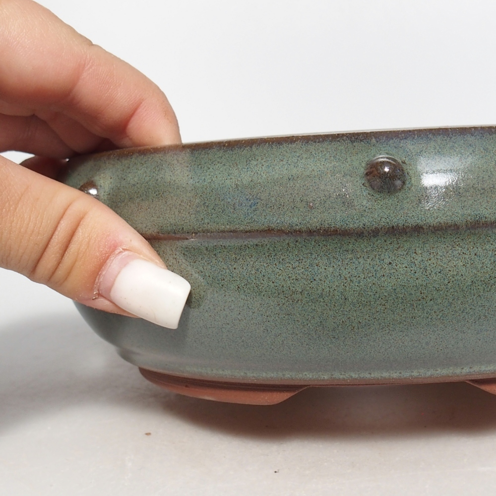 Ceramiczna miska na bonsai 16 x 16 x 7 cm, zielona