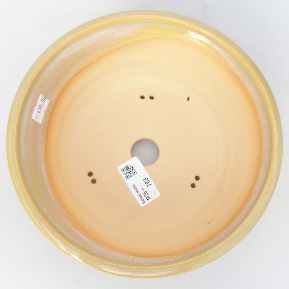 Ceramiczna miska do bonsai 20,5 x 20,5 x 7 cm, żółto-zielona