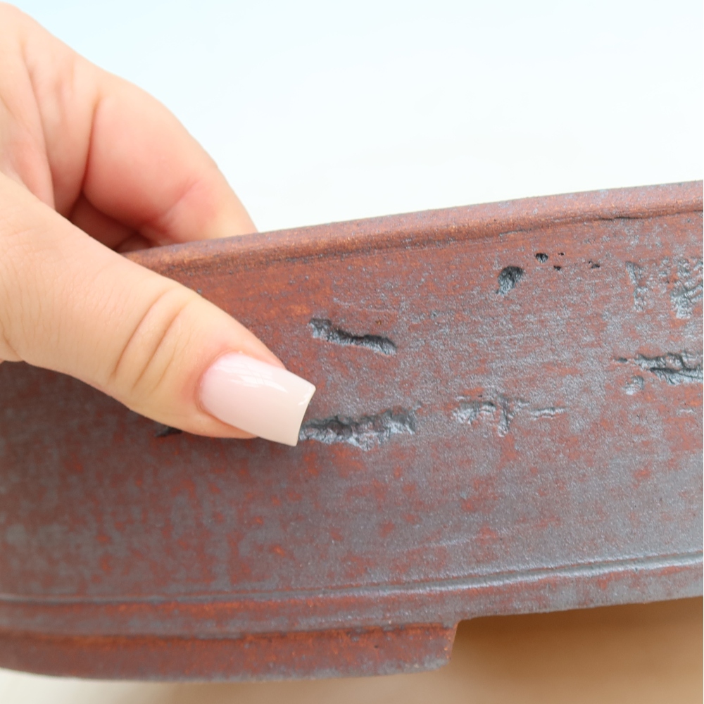 Ceramiczna miska do bonsai 37 x 30 x 7,5 cm, kolor metaliczny