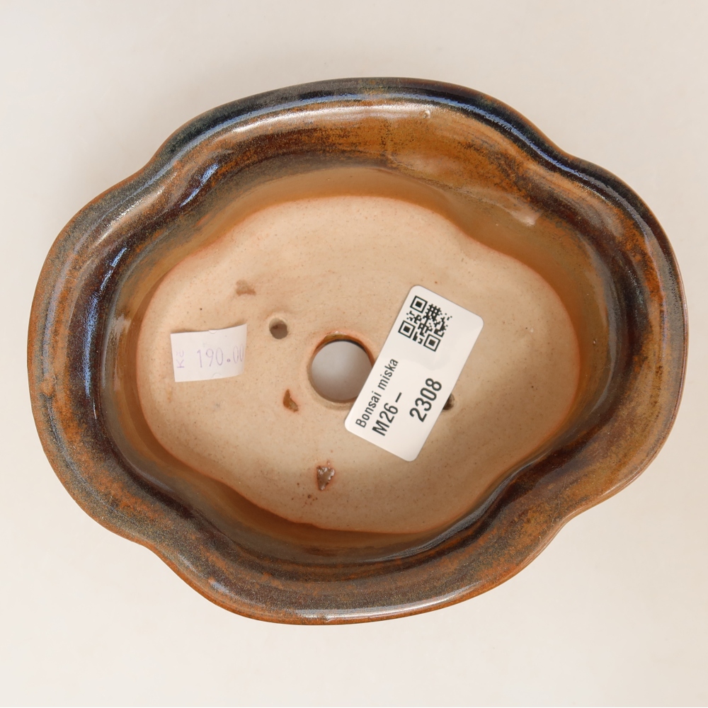 Ceramiczna miska do bonsai 13,5 x 11 x 6 cm, kolor brązowy