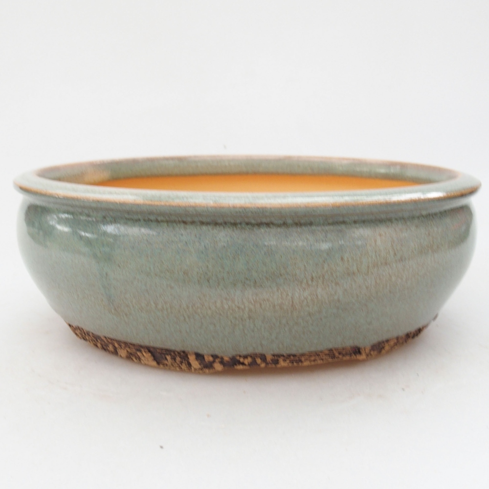 Ceramiczna miska bonsai 19 x 19 x 6 cm, kolor zielony