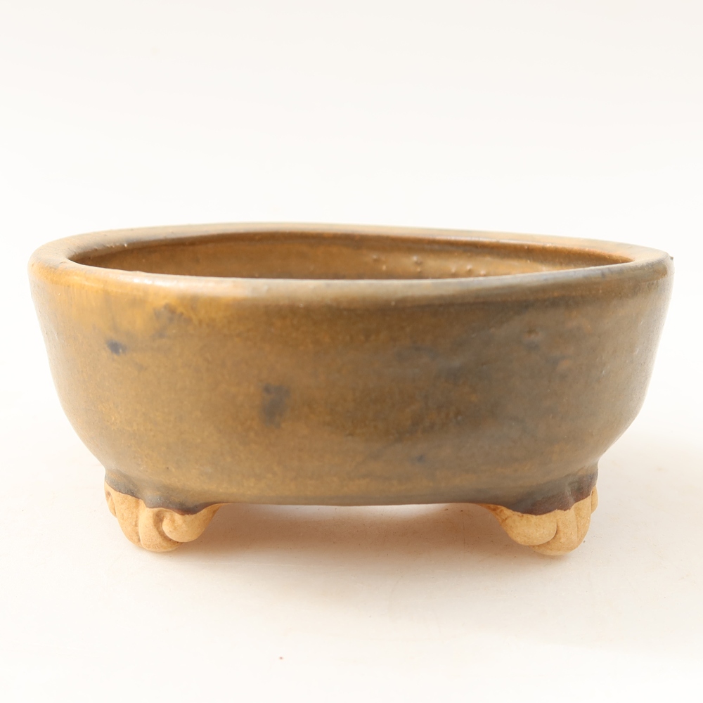 Ceramiczna miska do bonsai 10,5 x 10,5 x 4 cm, kolor brązowy