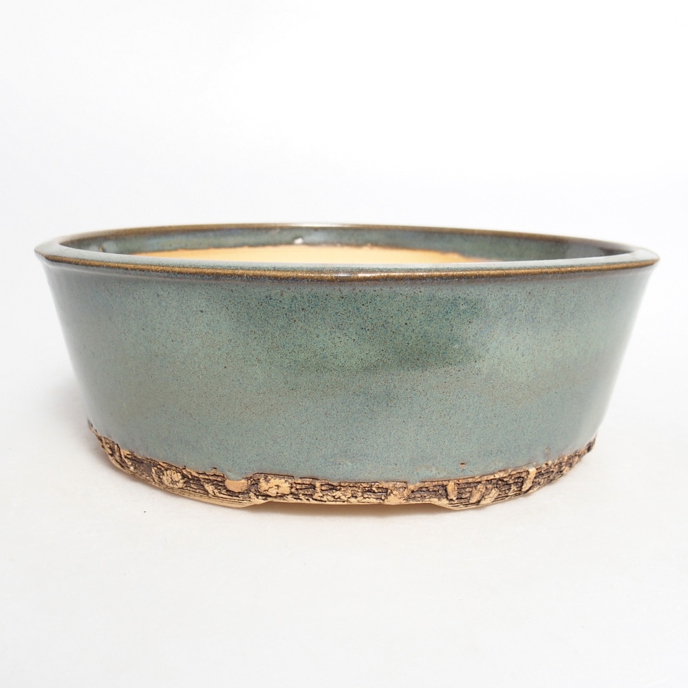 Ceramiczna miska do bonsai 19,5 x 19,5 x 6,5 cm, zielona
