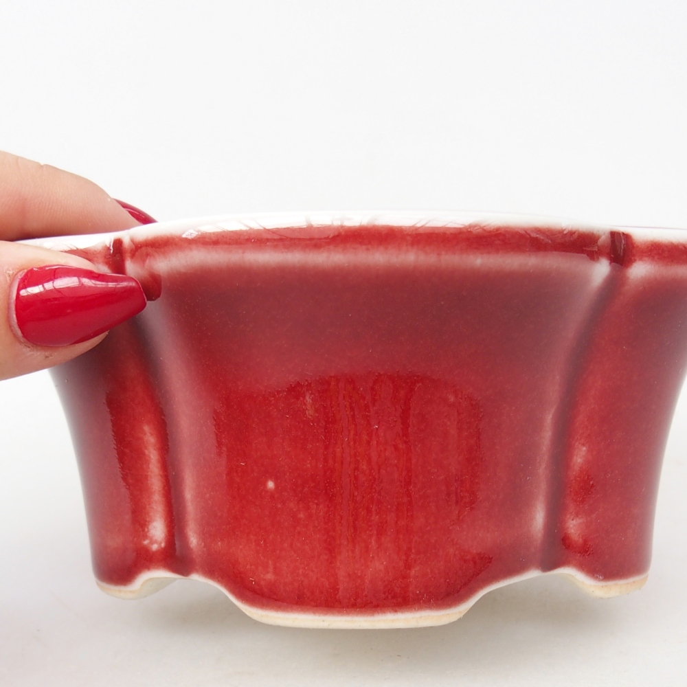 Ceramiczna miska do bonsai 12,5 x 10 x 5,5 cm, kolor czerwony