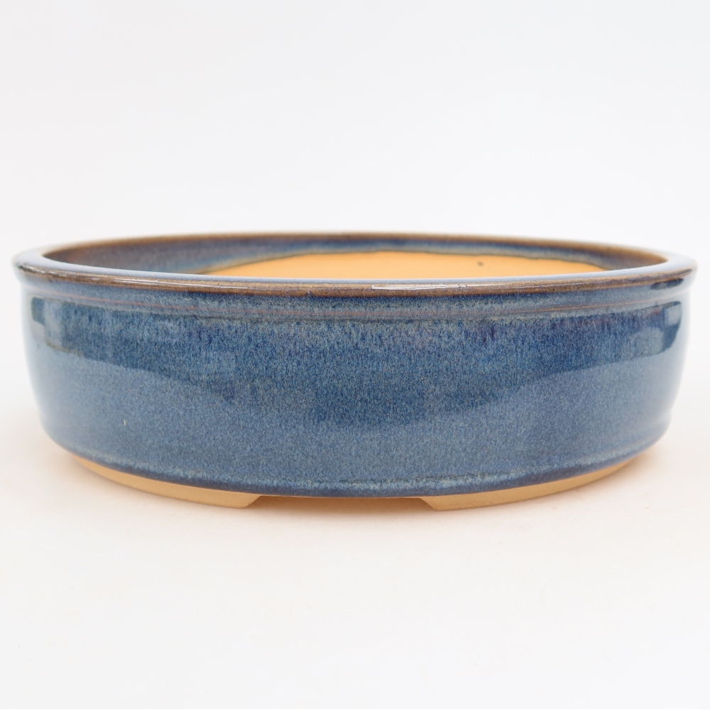 Ceramiczna miska do bonsai 22,5 x 22,5 x 6,5 cm, kolor niebieski