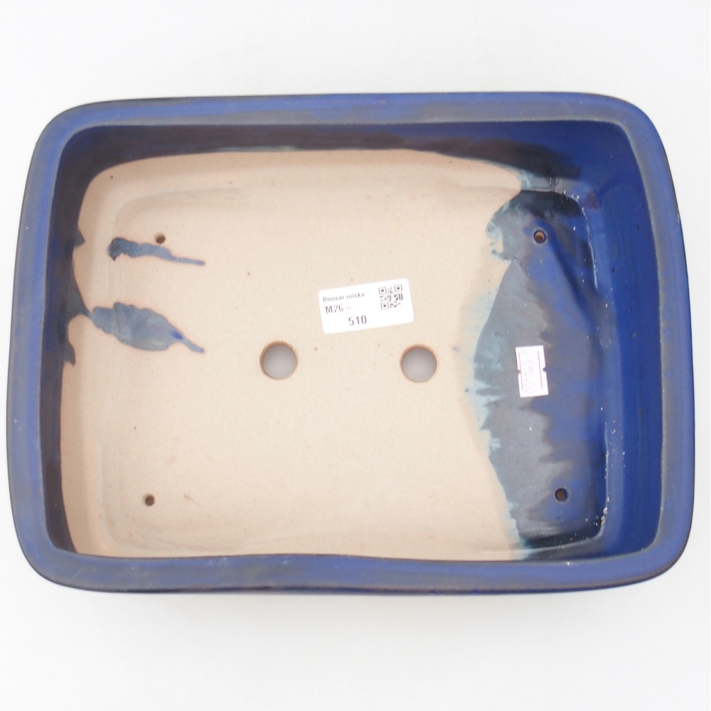 Ceramiczna miska na bonsai 26,5 x 20 x 6,5 cm, kolor niebieski