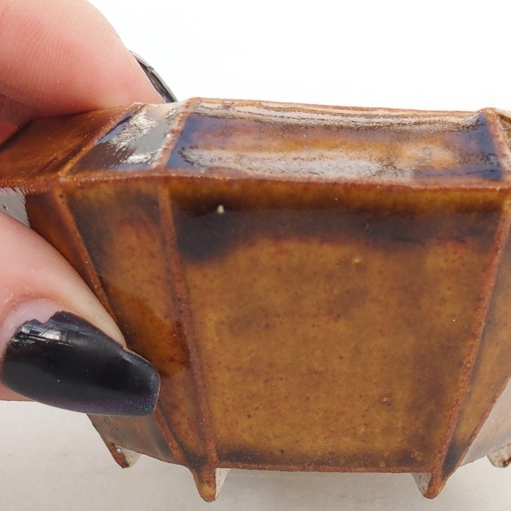 Ceramiczna miska do bonsai 8,5 x 8 x 4 cm, brązowa