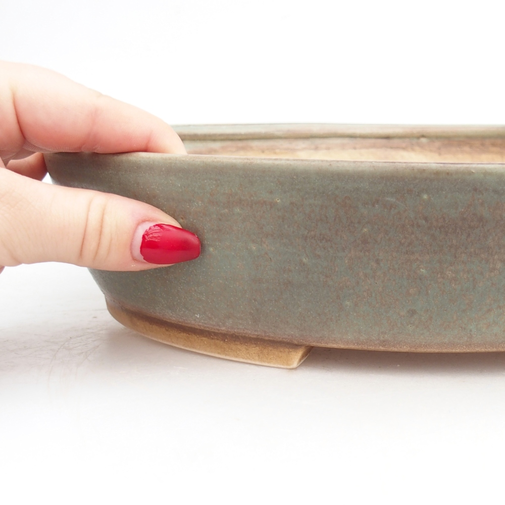 Ceramiczna miska do bonsai 28,5 x 25 x 6 cm, zielona