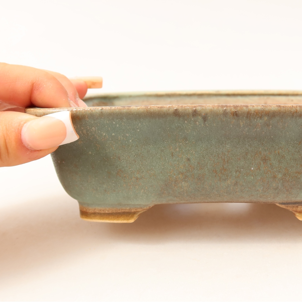 Ceramiczna miska do bonsai 15 x 13 x 4,5 cm, kolor zielony