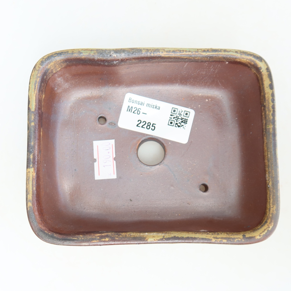 Ceramiczna miseczka do bonsai 12,5 x 9,5 x 4 cm, kolor brązowy