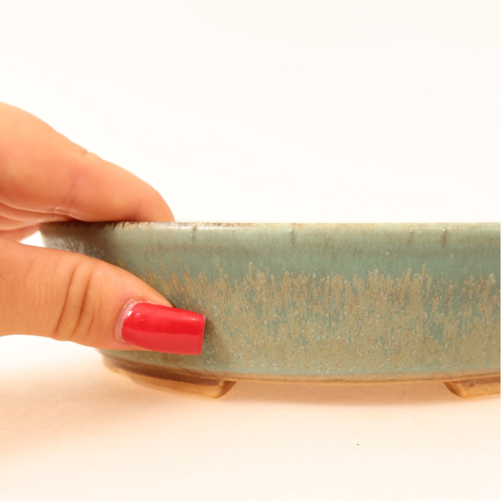 Ceramiczna miska do bonsai 18,5 x 16,5 x 4,5 cm, zielona