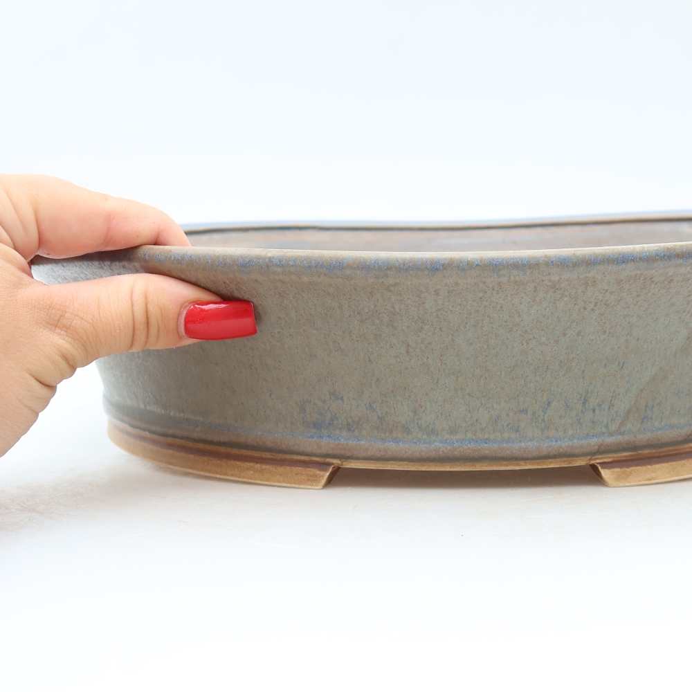 Ceramiczna miska do bonsai 26,5 x 24 x 5,5 cm, kolor niebieski