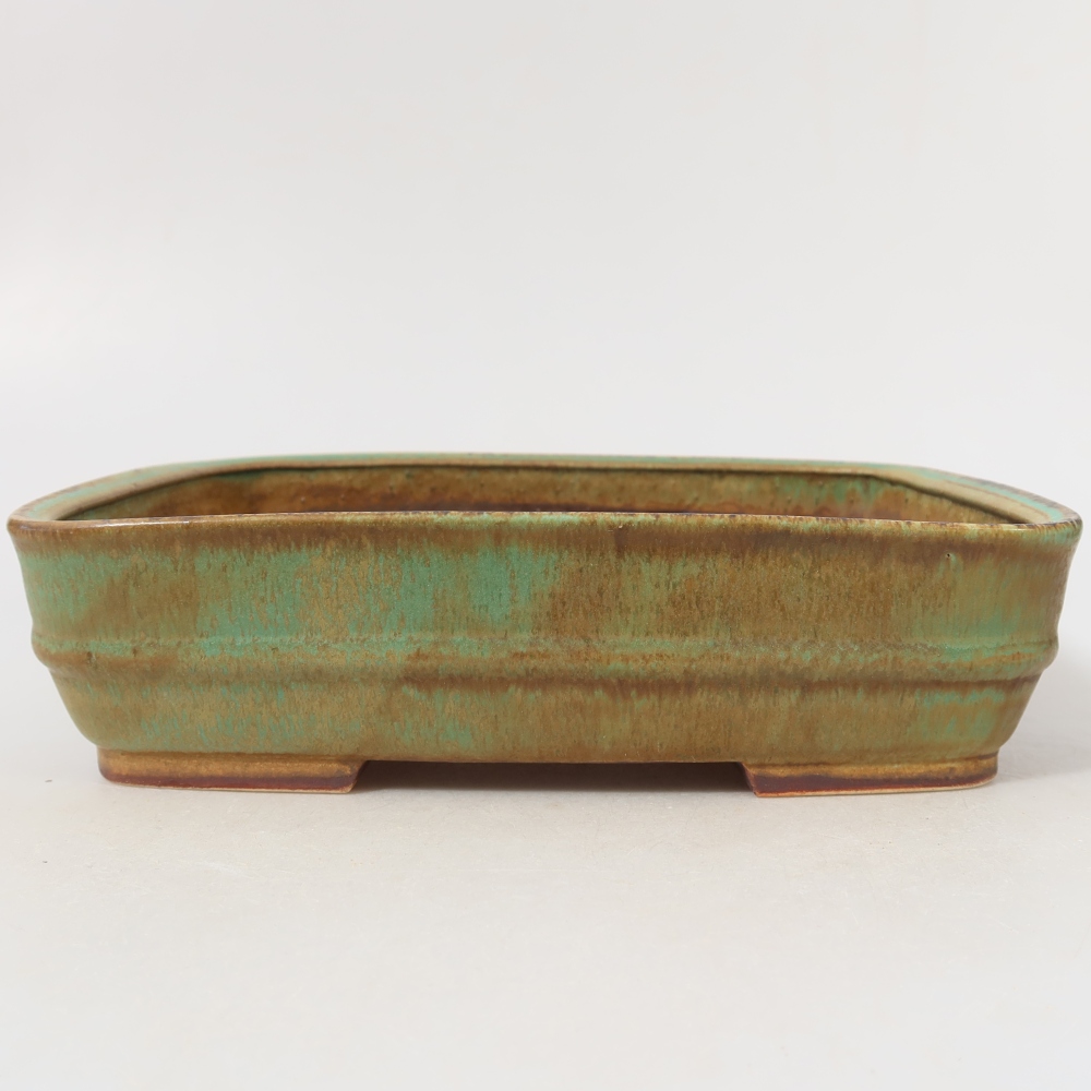 Ceramiczna miska do bonsai 22,5 x 18 x 6 cm, kolor zielony