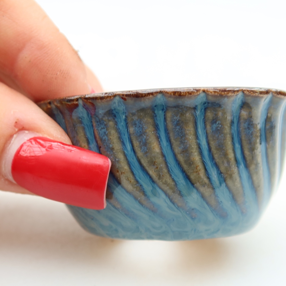 Ceramiczna miseczka do bonsai 5,5 x 5,5 x 3 cm, kolor niebieski