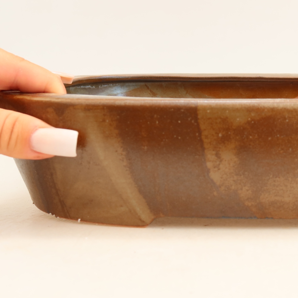 Ceramiczna miska do bonsai 32 x 24,5 x 6,5 cm, kolor brązowy