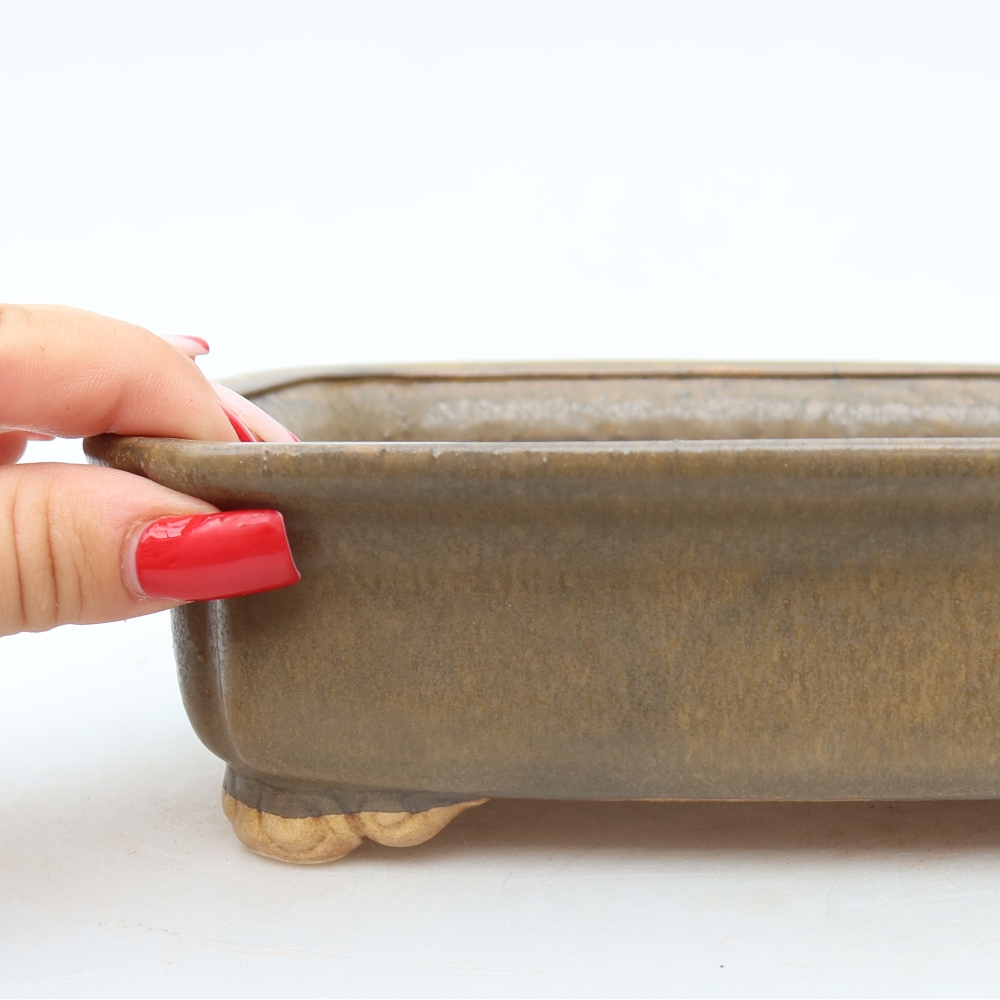 Ceramiczna miska do bonsai 20 x 17,5 x 6 cm, kolor brązowy