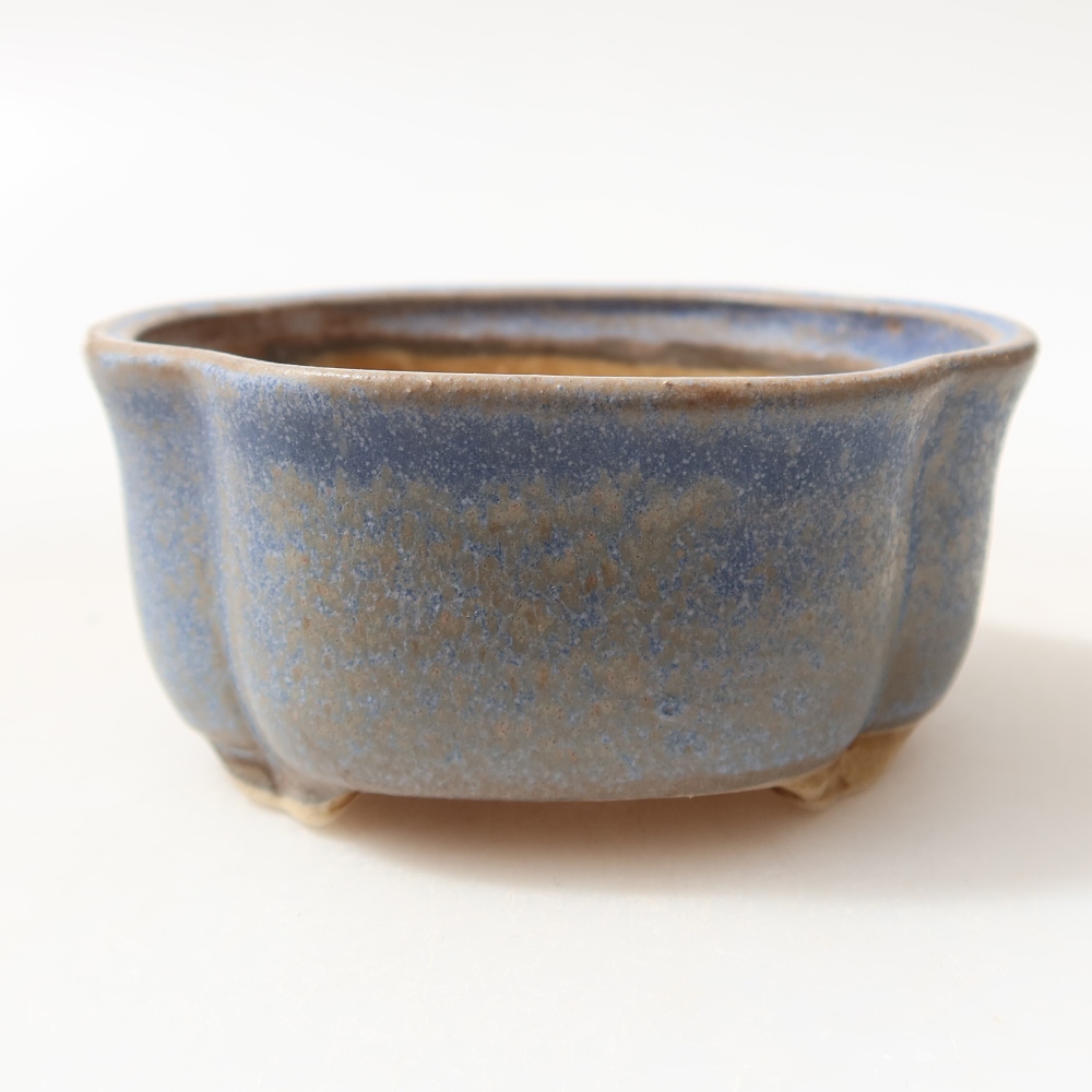 Ceramiczna miseczka do bonsai 8 x 7,5 x 3,5 cm, kolor niebieski