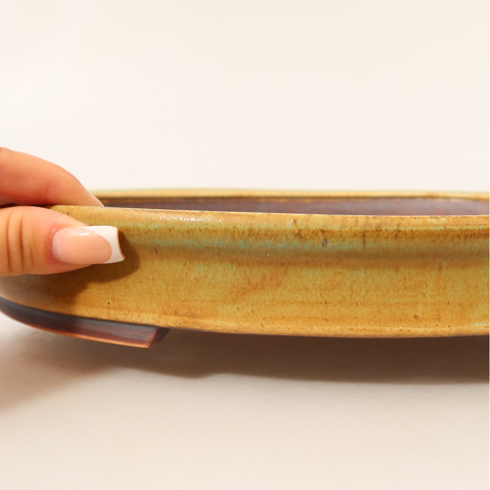 Ceramiczna miska do bonsai 30,5 x 26,5 x 4 cm, kolor zielony