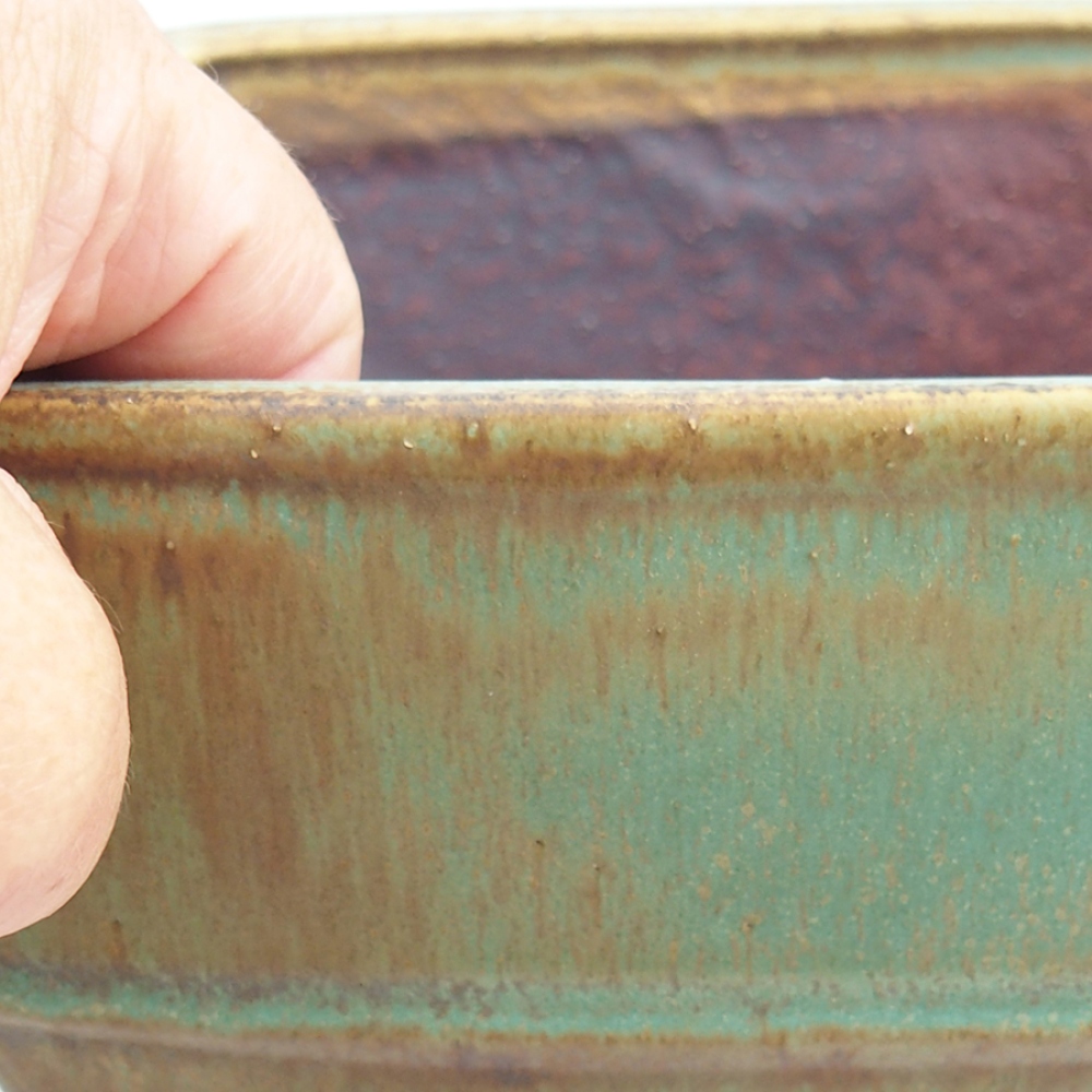 Ceramiczna miska bonsai 16 x 16 x 9 cm, kolor zielony