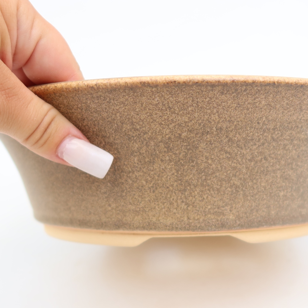Ceramiczna miska do bonsai 25,5 x 25,5 x 7,5 cm, kolor brązowy