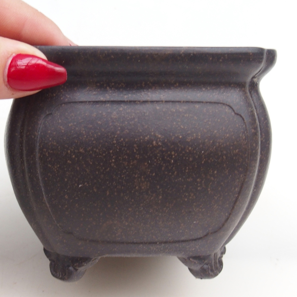Ceramiczna miska do bonsai 10 x 10 x 8 cm, brązowo-ochrowa