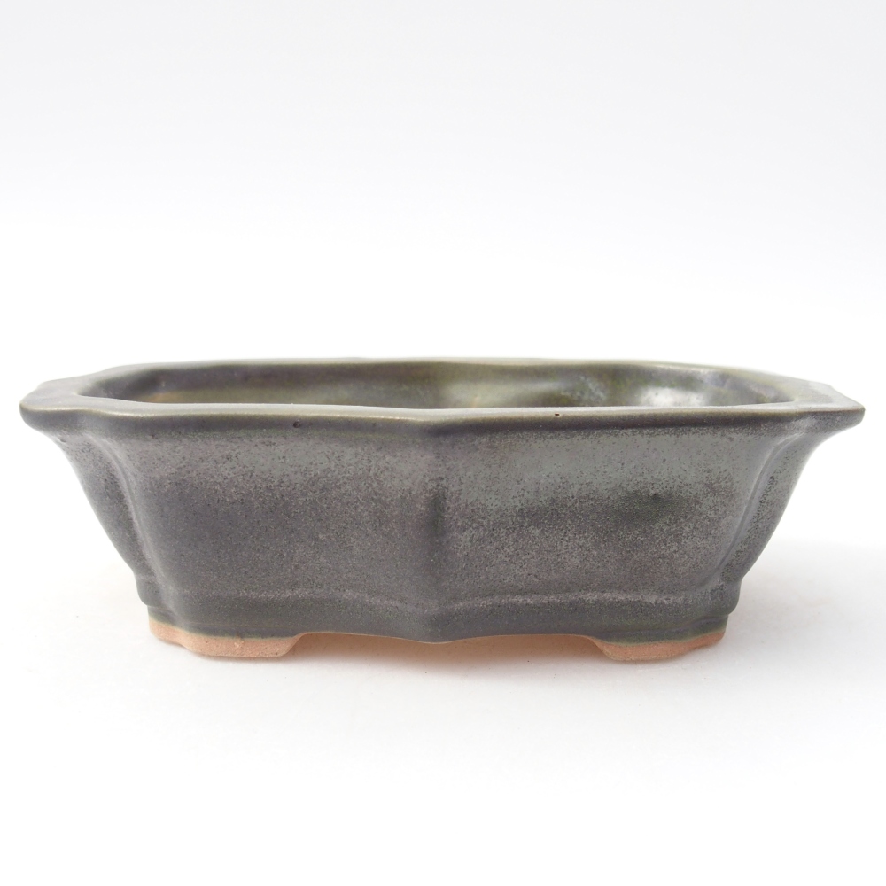 Ceramiczna miska na bonsai 15,5 x 11 x 4,5 cm, metaliczna zieleń