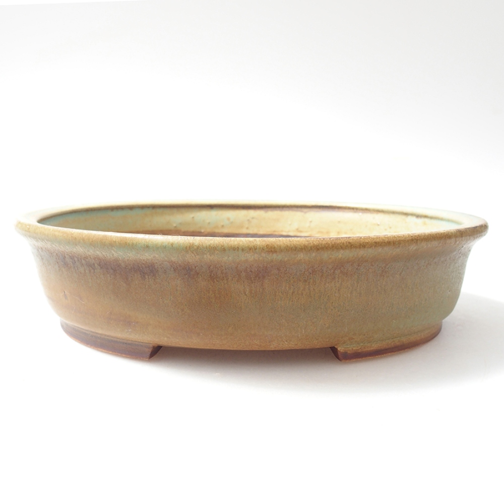 Ceramiczna miska do bonsai  21 x 19 x 5  cm, kolor zielony