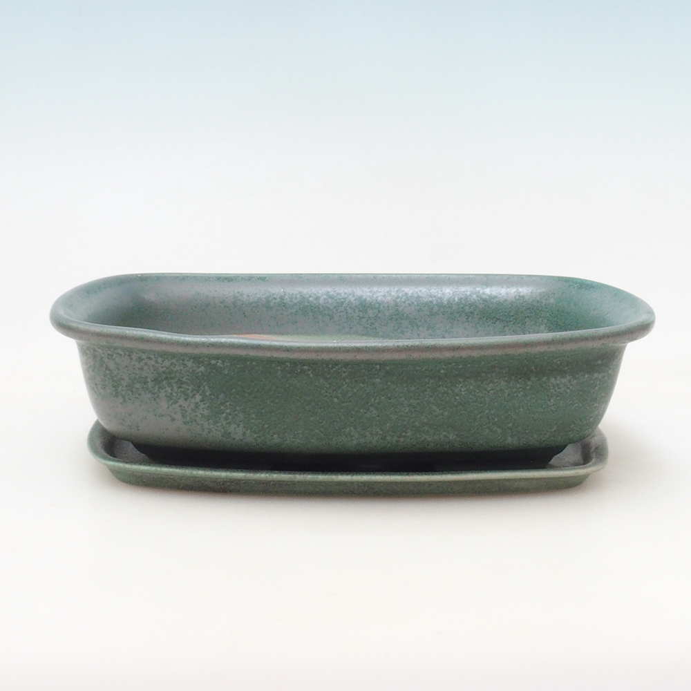 Miska do bonsai + podstawka H08 – 25 x 19,5 x 6 cm. – zielona