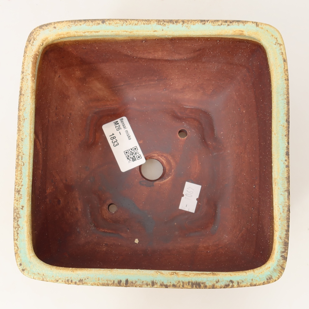 Ceramiczna miska do bonsai 16,5 x 16,5 x 9,5 cm, kolor zielony