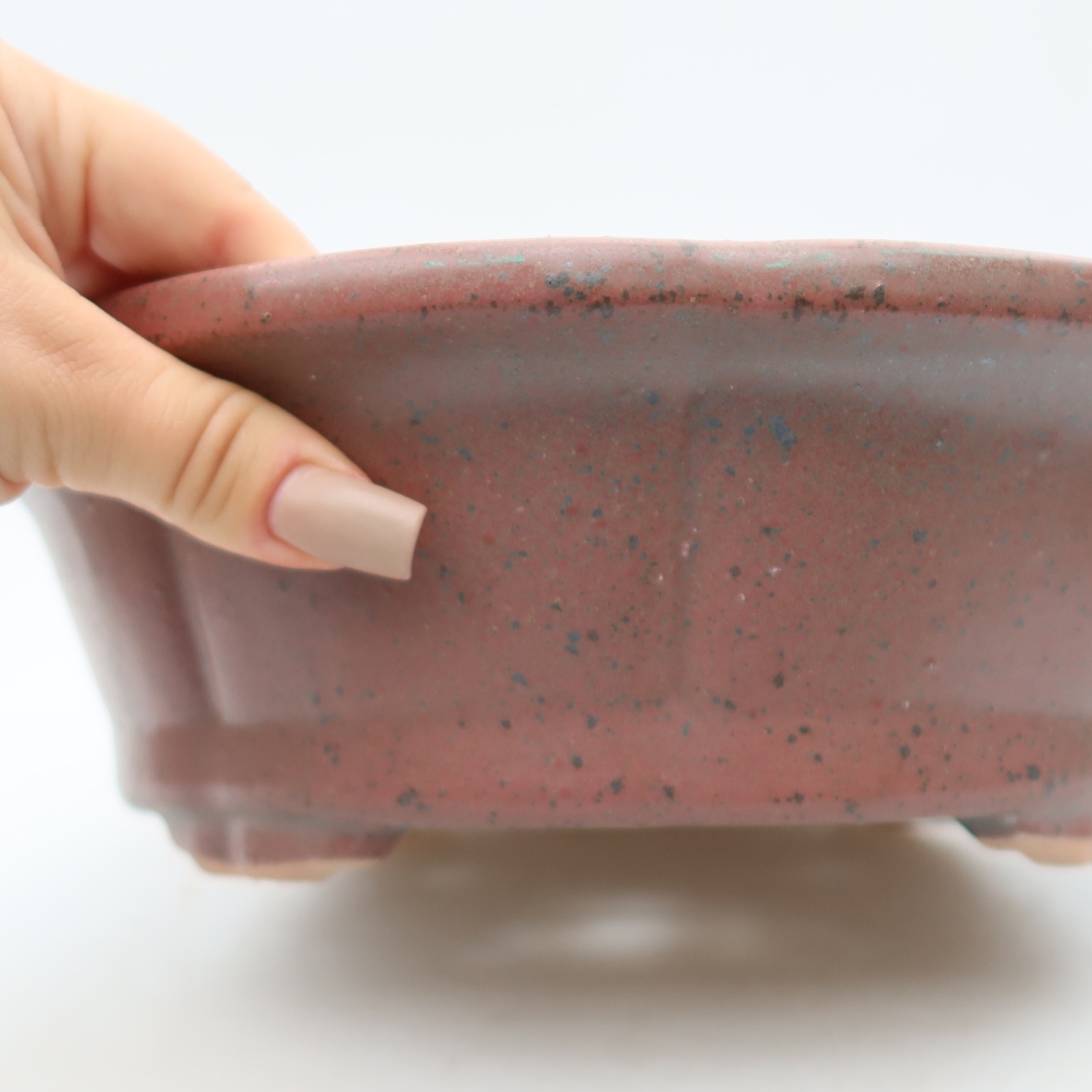 Ceramiczna miska na bonsai 26,5 x 26,5 x 8,5 cm, różowa