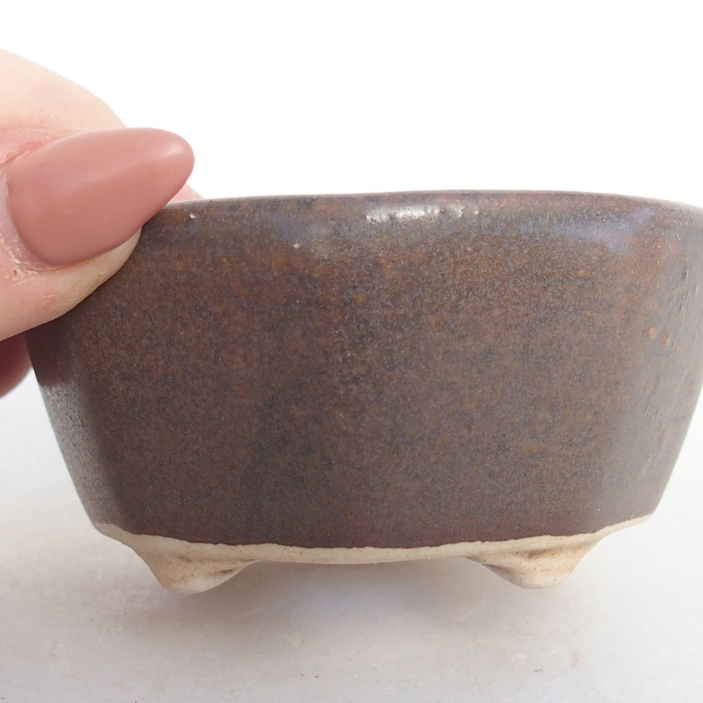 Ceramiczna miska do bonsai 8 x 7,5 x 4 cm, brązowa