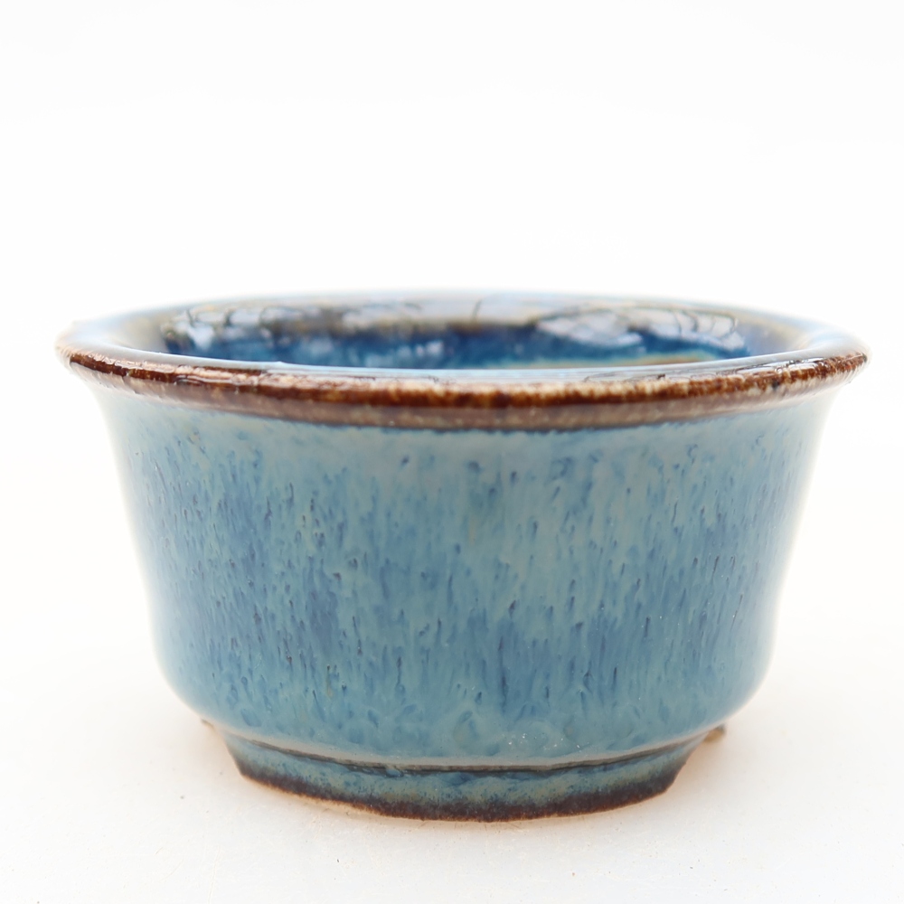 Ceramiczna miseczka do bonsai 4,5 x 4,5 x 3 cm, kolor niebieski