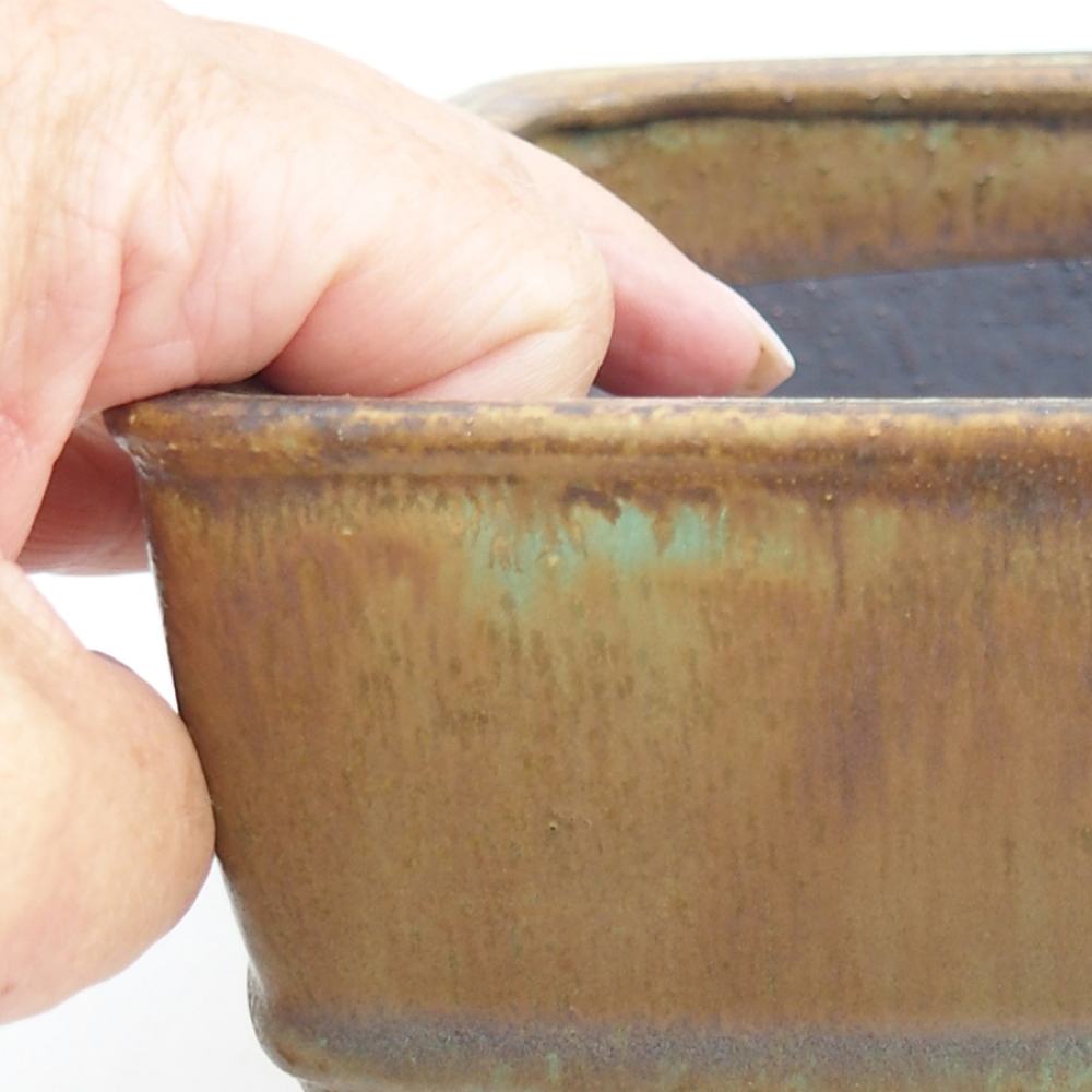 Ceramiczna miska bonsai 16 x 16 x 9 cm, kolor zielony