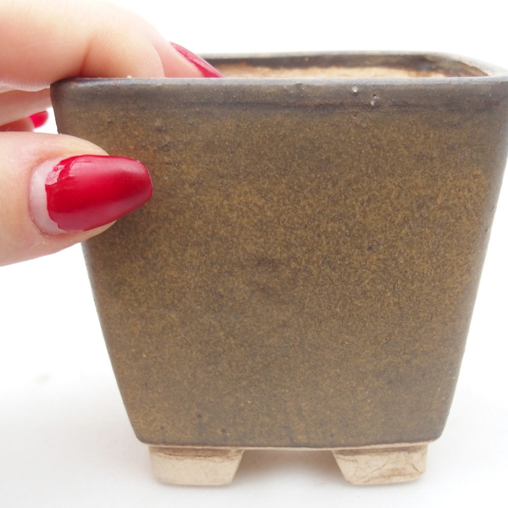 Ceramiczna miska do bonsai 7,5 x 7,5 x 7,5 cm, brązowa