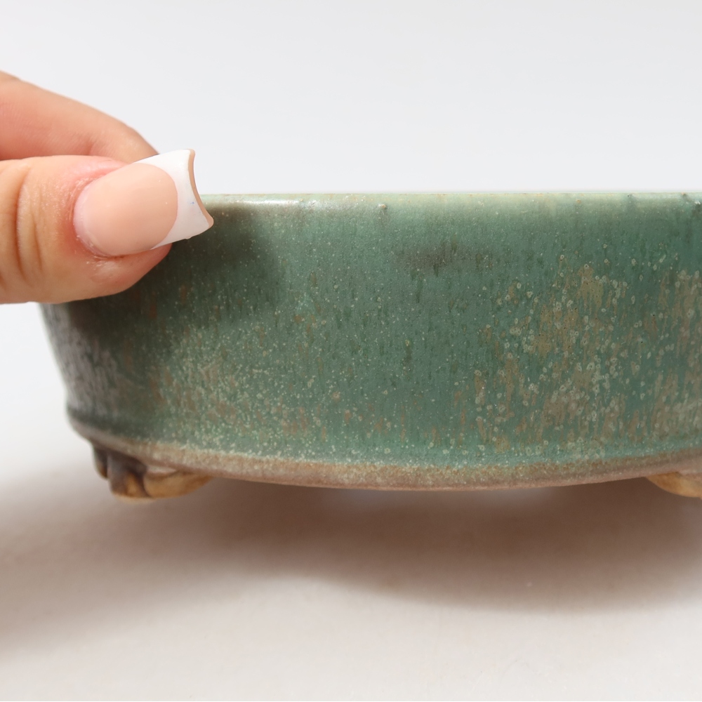 Ceramiczna miska do bonsai 15,5 x 15,5 x 5 cm, zielona
