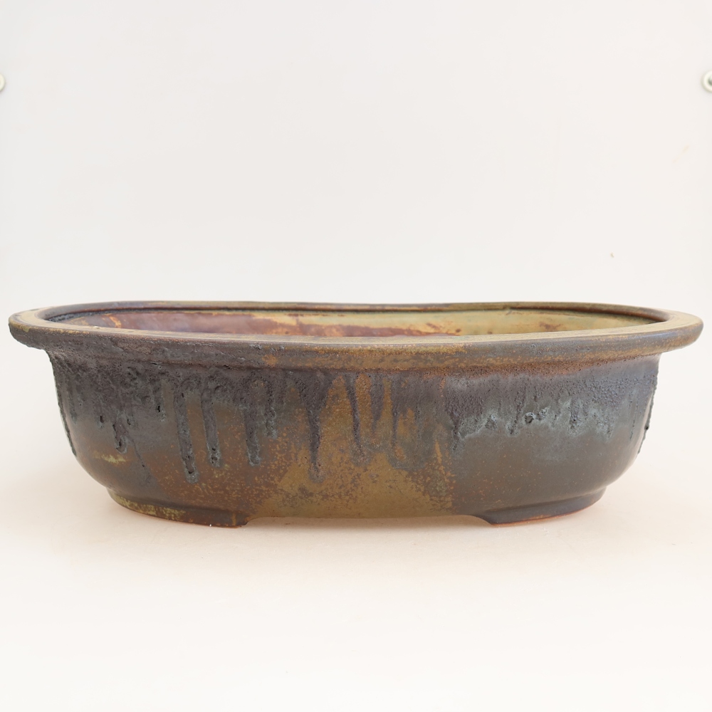 Ceramiczna miska do bonsai 36 x 30 x 9 cm, kolor brązowo-zielony