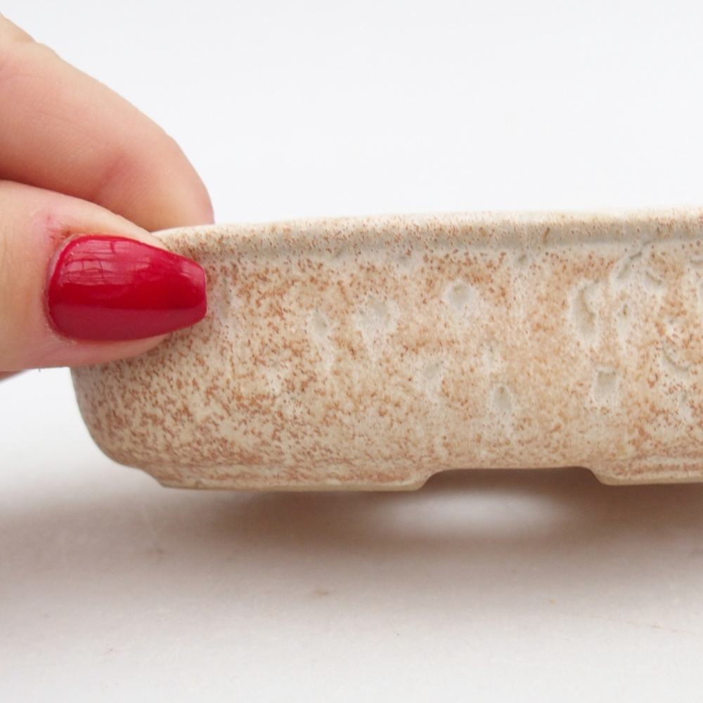 Ceramiczna miska do bonsai 12 x 8,5 x 3 cm, kolor beżowy