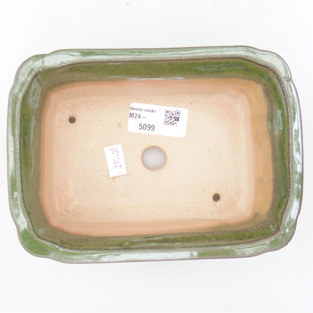Ceramiczna miska bonsai 17,5 x 12,5 x 6 cm, kolor zielony