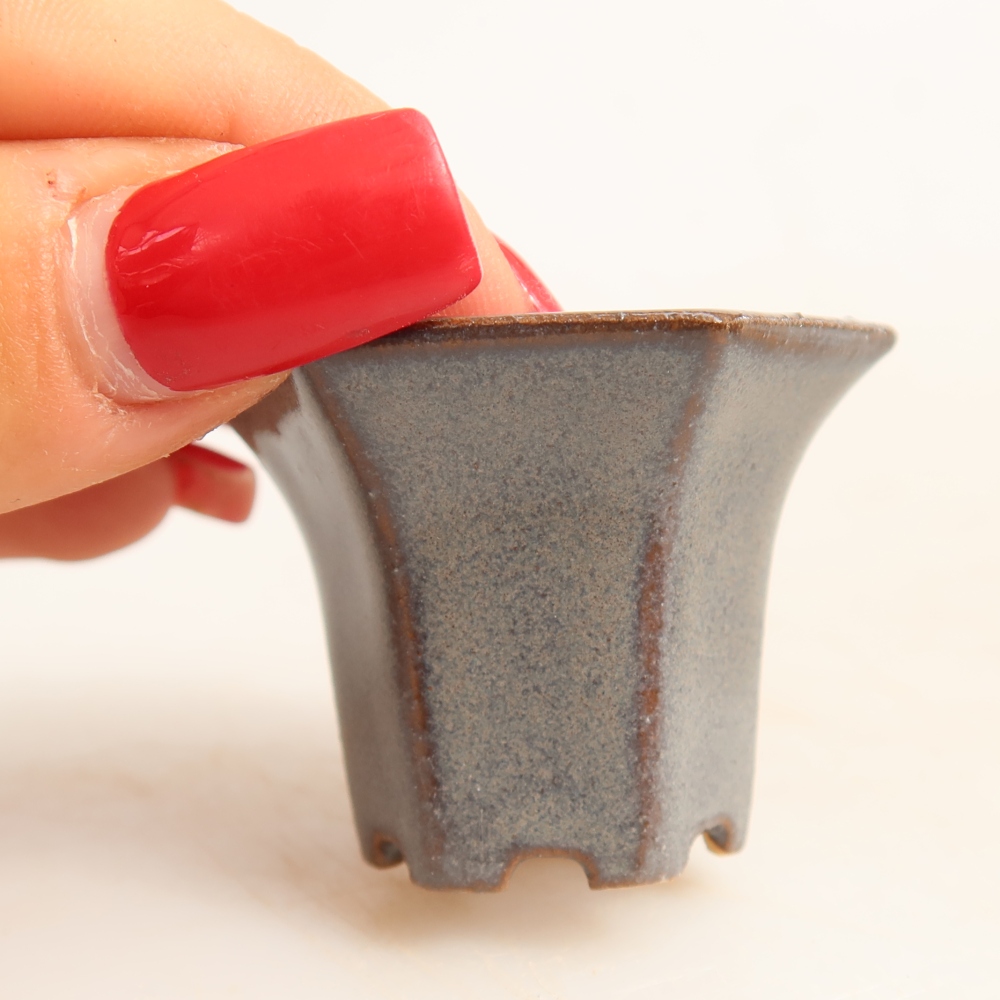 Ceramiczna miseczka do bonsai 4,5 x 4 x 3,5 cm, kolor szary