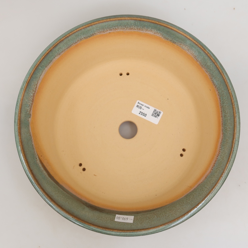 Ceramiczna miska do bonsai 27 x 27 x 7,5 cm, kolor zielony