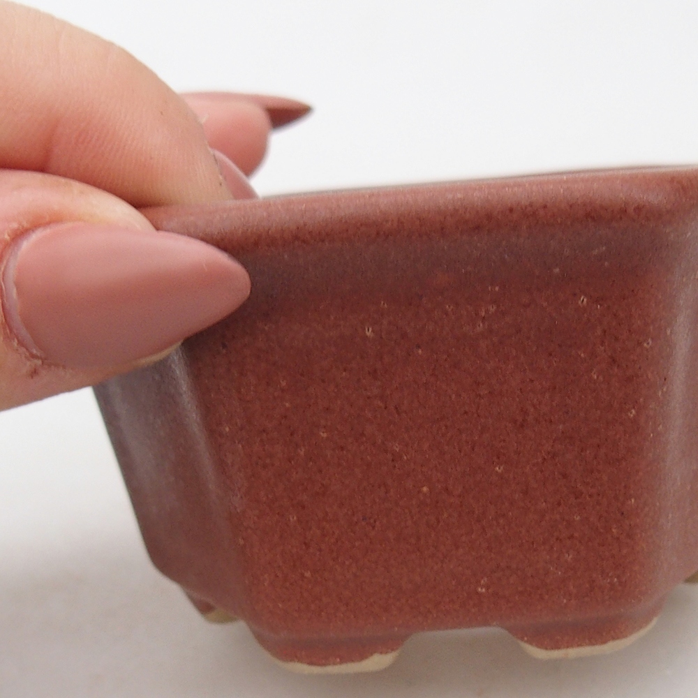 Ceramiczna miska do bonsai 7,5 x 7 x 4 cm, brązowa