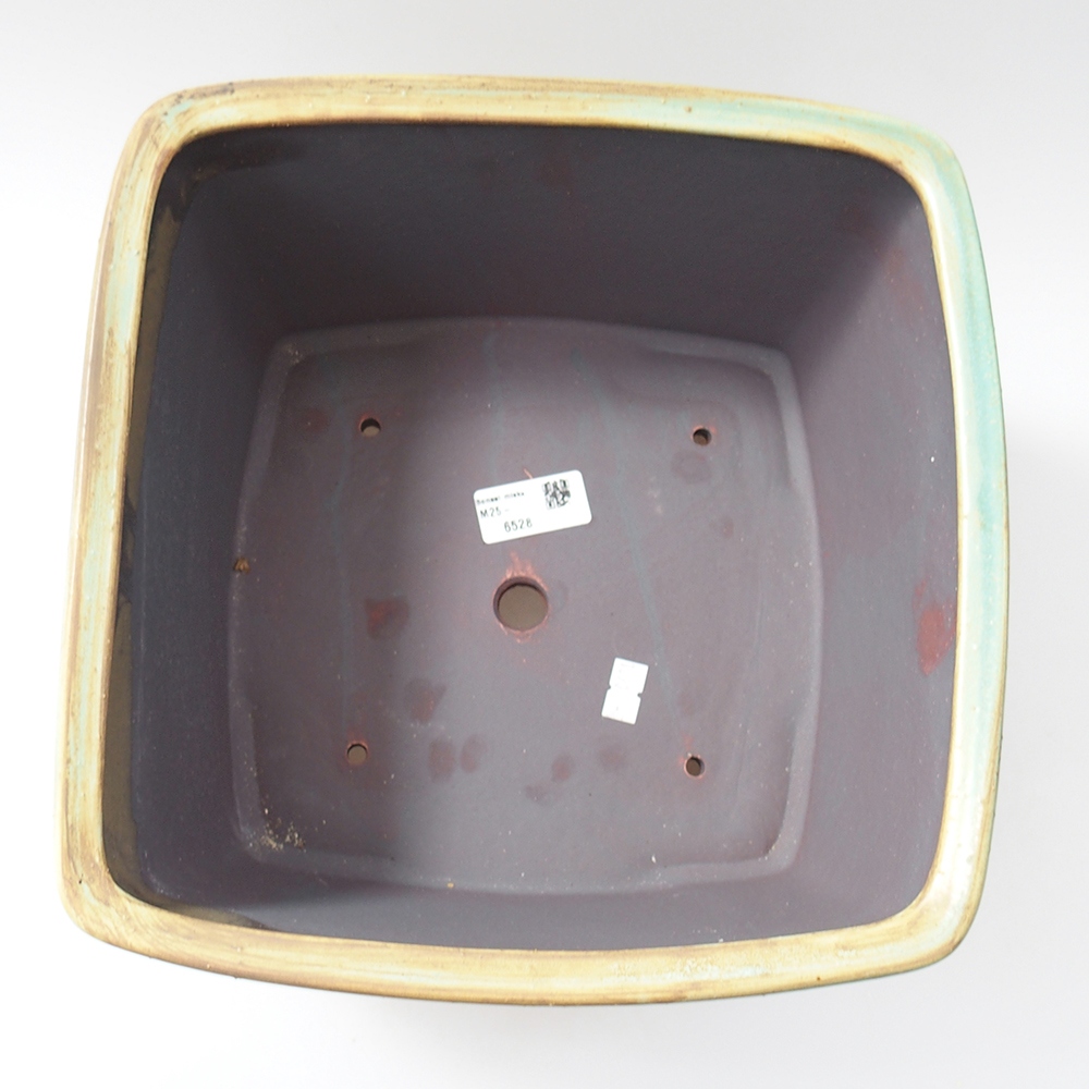Ceramiczna miska do bonsai 26,5 x 26,5 x 16 cm, zielona