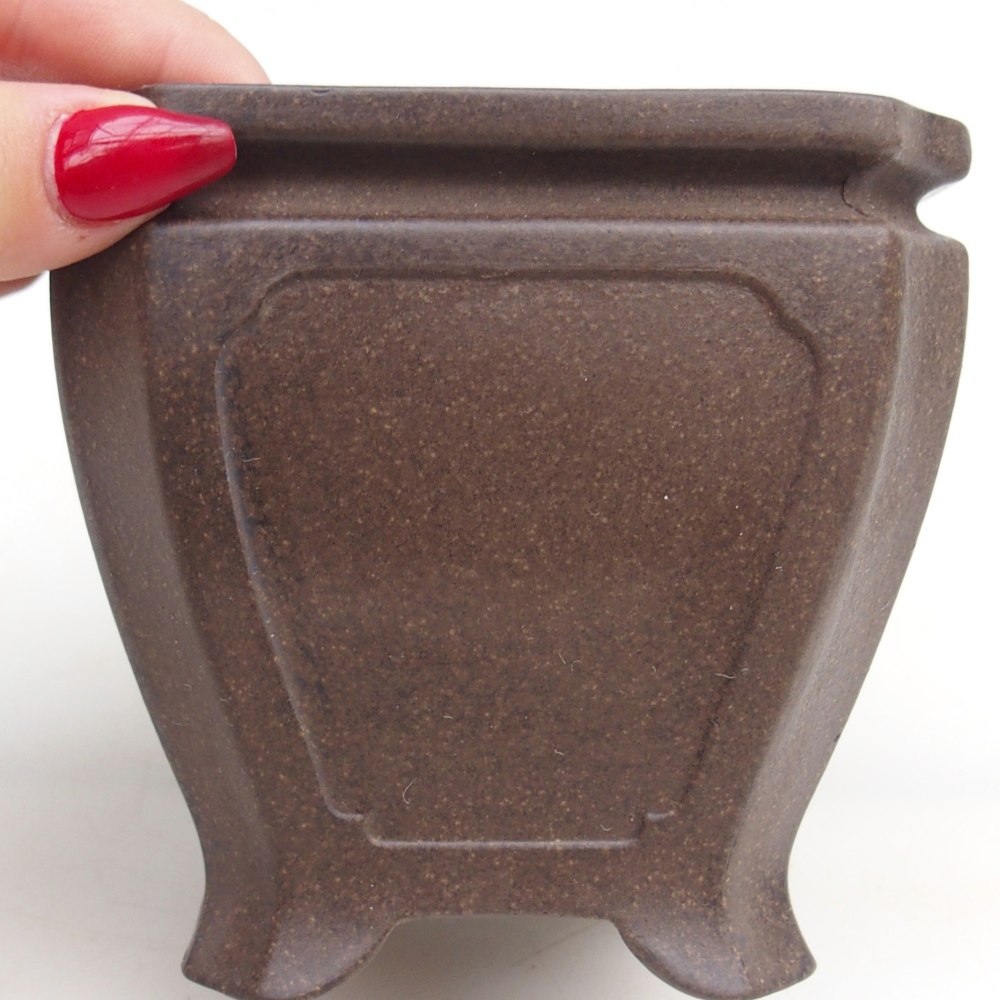 Ceramiczna miska do bonsai 10 x 10 x 9,5 cm, kolor brązowo-ochrowy