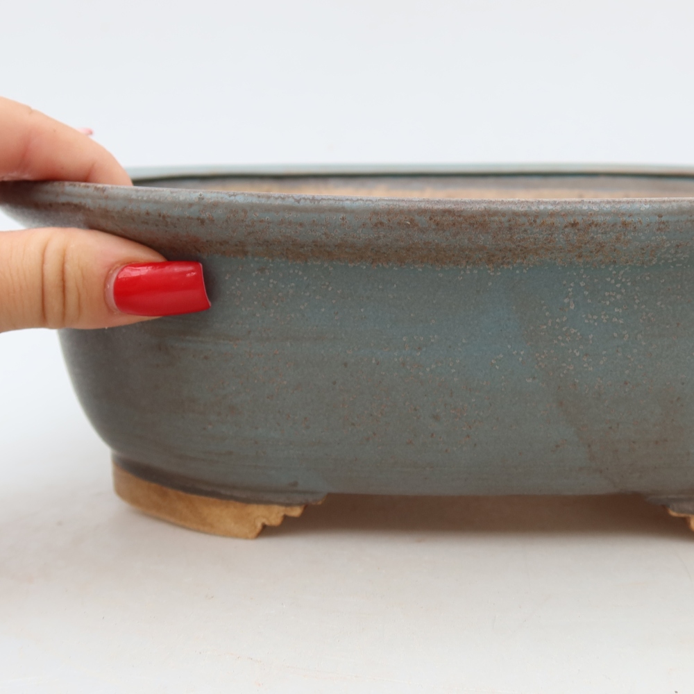 Ceramiczna miska do bonsai 25 x 21 x 8 cm, kolor niebieski