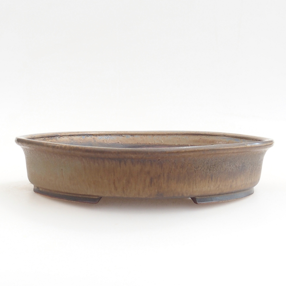 Ceramiczna miska na bonsai 23 x 19,5 x 4,5 cm, brązowa