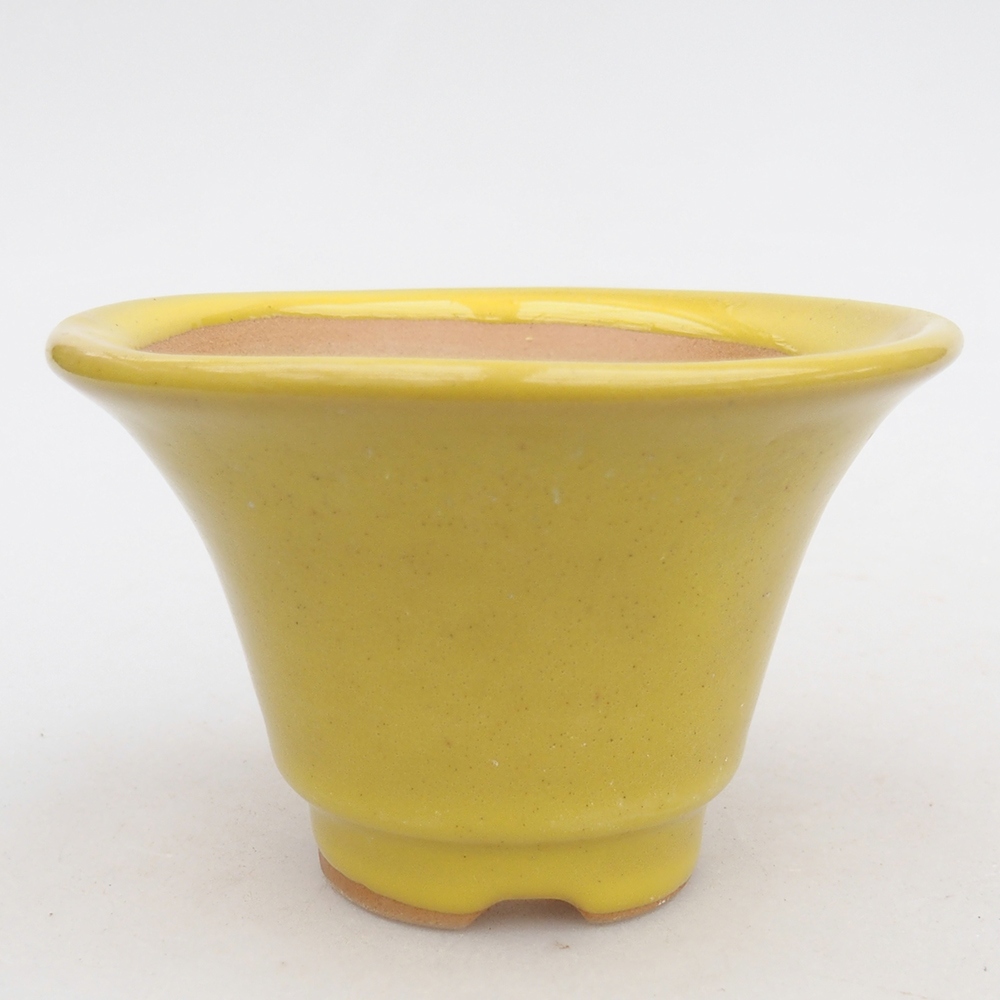 Ceramiczna miska do bonsai 10,5 x 10,5 x 7 cm, żółta